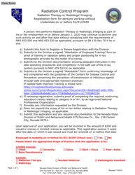 Document preview: Radiation Therapy or Radiologic Imaging Registration Form for Persons Working Without Credentials on or Before 01/01/2020 - Nevada