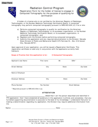 Document preview: Registration Form for the Holder of License to Engage in Computed Tomography for the Purpose of Qualifying Certification - Nevada