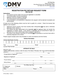 Document preview: Form VP-210 Registration Fee Refund Request Form - Nevada