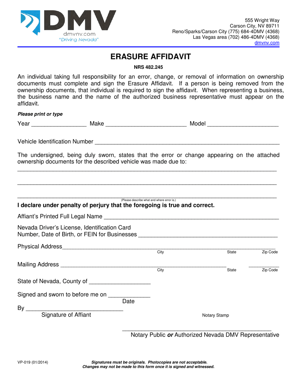 Form Vp 019 Fill Out Sign Online And Download Fillable Pdf Nevada Templateroller 5596