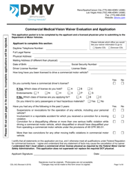 Form CDL-042 Commercial Medical/Vision Waiver Evaluation and Application - Nevada