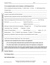Form CDL-042 Commercial Medical/Vision Waiver Evaluation and Application - Nevada, Page 2