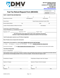 Form MC045D Fuel Tax Refund Request Form - Nevada