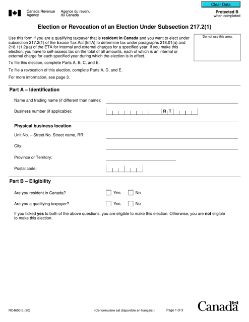 Form RC4600  Printable Pdf