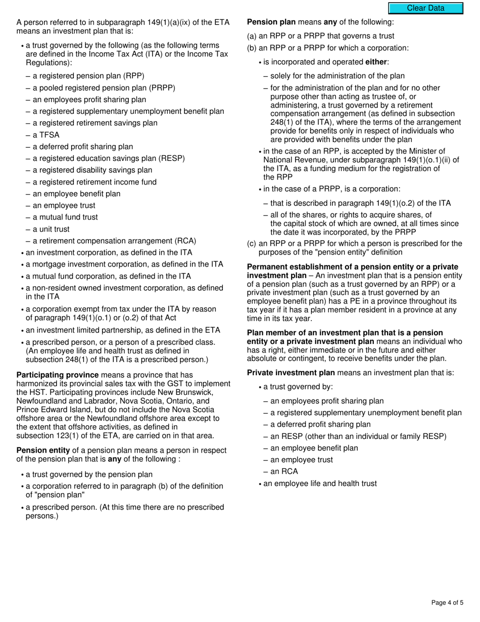 Form RC4606 Gst / Hst Election or Revocation for a Qualifying Small Investment Plan to Be Treated as a Selected Listed Financial Institution - Canada, Page 4