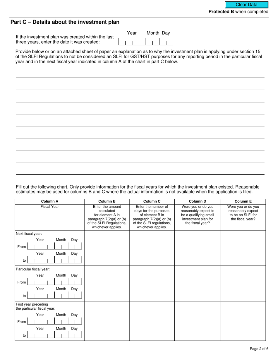 Form RC4612 Gst / Hst Application to Not Be Considered a Selected Listed Financial Institution - Canada, Page 2