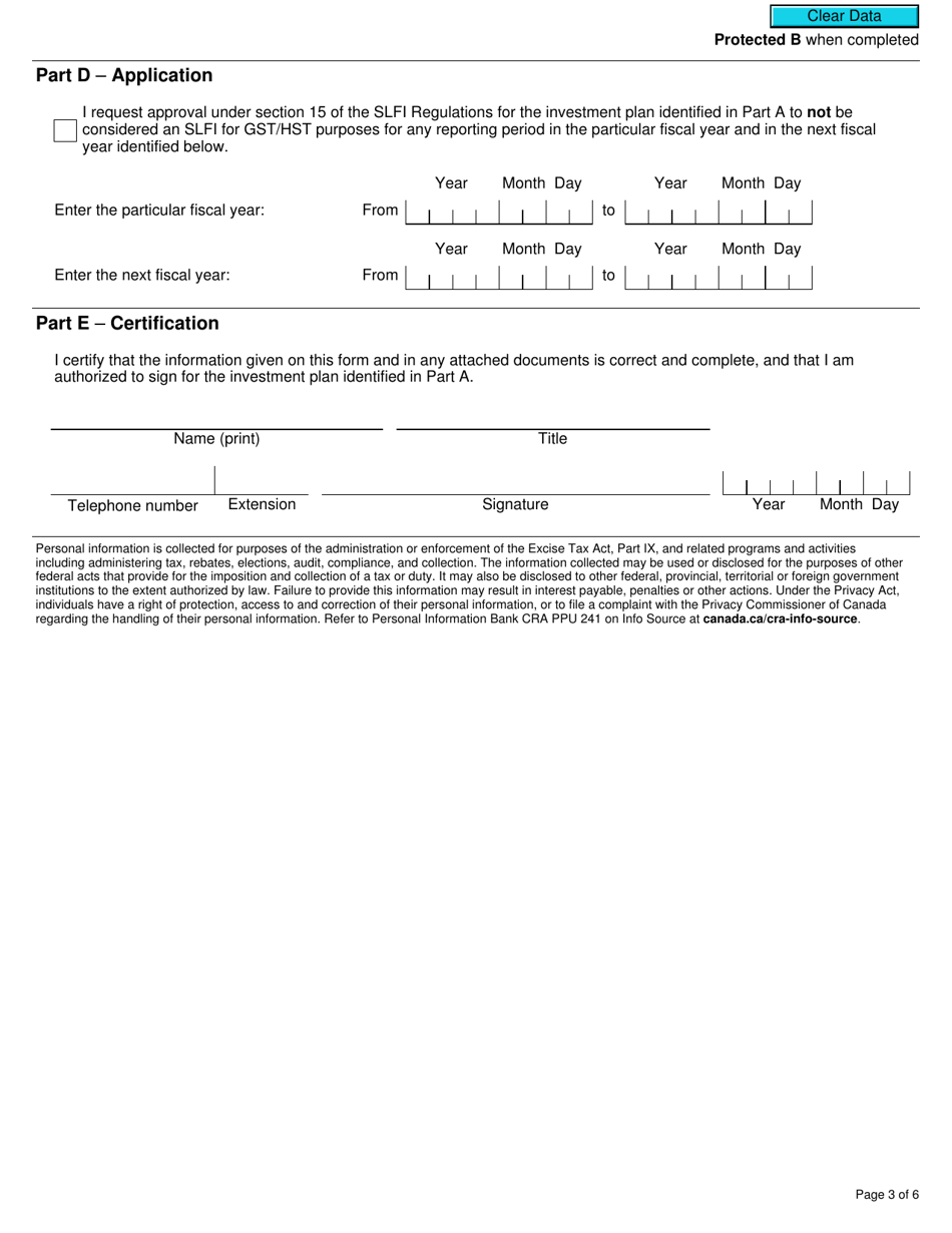 Form RC4612 Gst / Hst Application to Not Be Considered a Selected Listed Financial Institution - Canada, Page 3