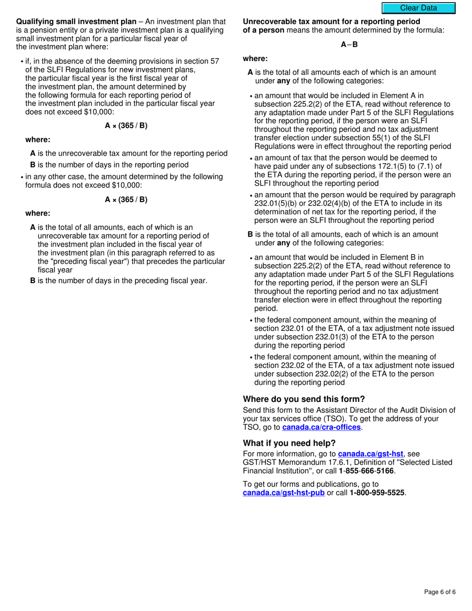 Form RC4612 Gst / Hst Application to Not Be Considered a Selected Listed Financial Institution - Canada, Page 6