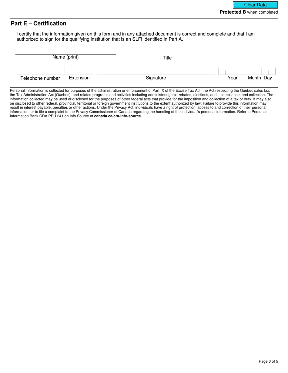 Form RC7222 Election or Revocation for a Qualifying Institution That Is a Selected Listed Financial Institution to Use Particular Methods Specified in an Application Under Subsection 141.02(18) of the ETA for Gst / Hst and Qst Purposes - Canada, Page 3