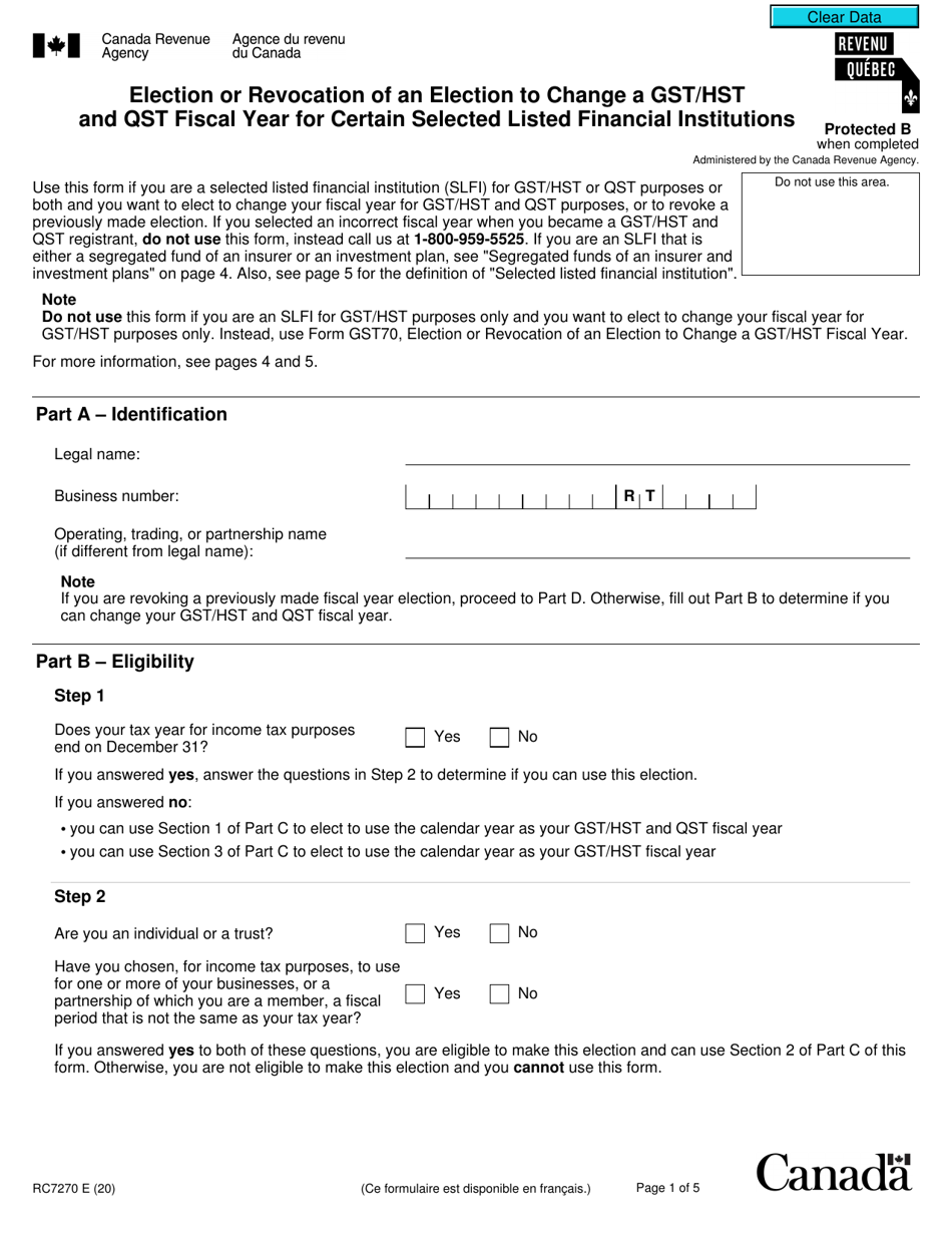 Form RC7270 Download Fillable PDF or Fill Online Election or Revocation ...