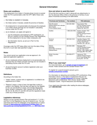 Form CPT124 Application to Cover the Employment of an Indian in Canada Under the Canada Pension Plan Whose Income Is Exempt Under the Income Tax Act - Canada, Page 2