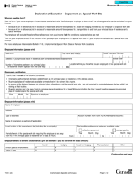 Form TD4 Declaration of Exemption - Employment at a Special Work Site - Canada