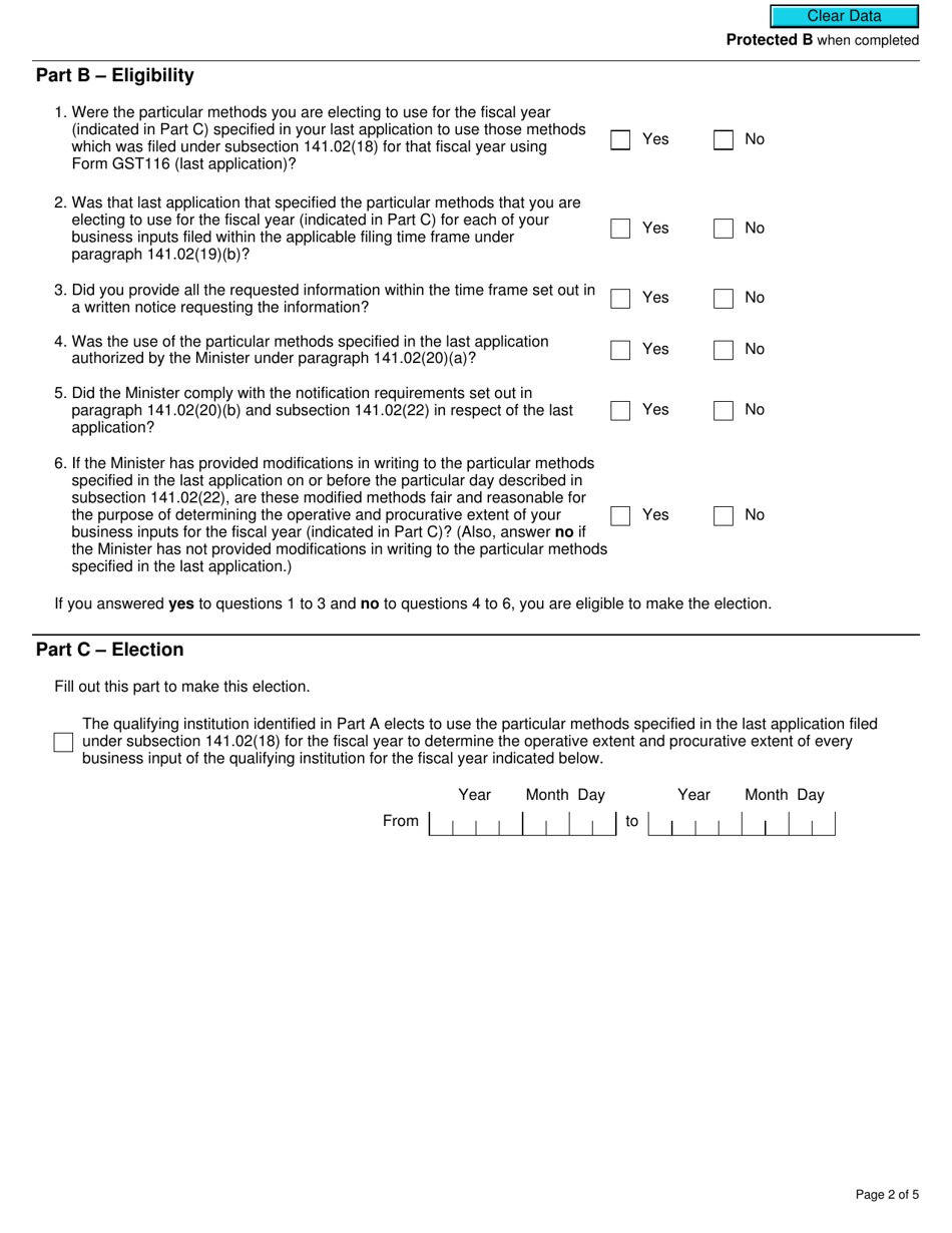 Form RC4522 Election or Revocation for a Qualifying Institution to Use Particular Methods Specified in an Application Under Subsection 141.02(18) - Canada, Page 2