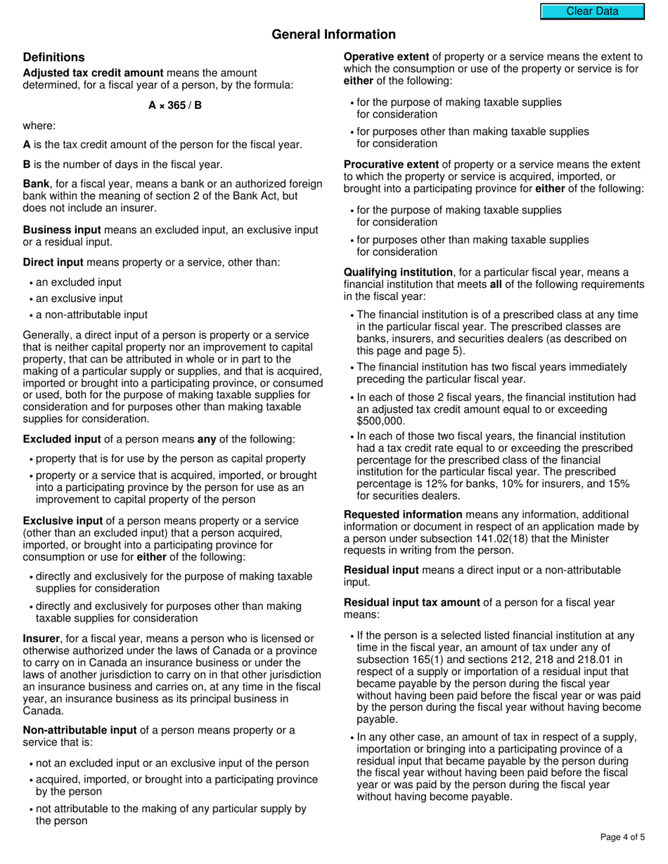 Form RC4522 Election or Revocation for a Qualifying Institution to Use Particular Methods Specified in an Application Under Subsection 141.02(18) - Canada, Page 4