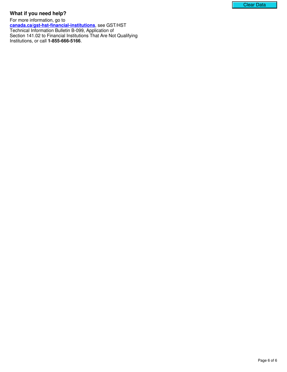 Form RC7221 Application for a Selected Listed Financial Institution of a Prescribed Class to Be Designated as a Qualifying Institution or Revocation of a Previously Granted Designation - Canada, Page 6