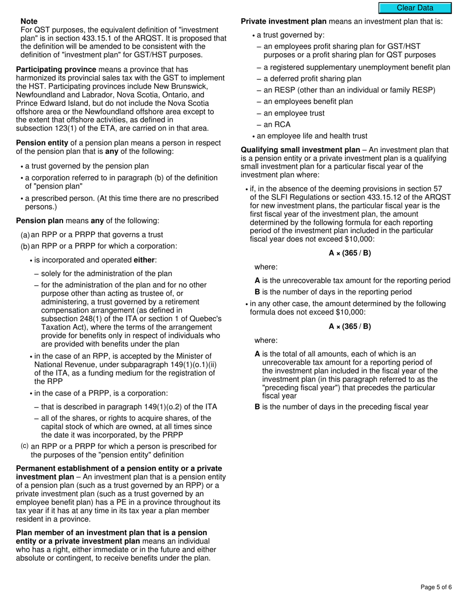 Form RC7206 Election or Revocation for a Qualifying Small Investment Plan to Be Treated as a Selected Listed Financial Institution for Gst / Hst and Qst Purposes or Only for Qst Purposes - Canada, Page 5