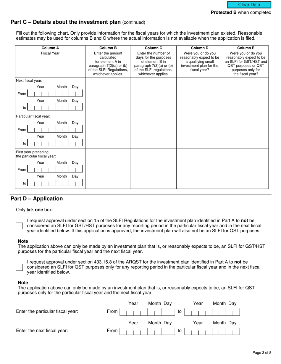 Form RC7212 Application to Not Be Considered a Selected Listed Financial Institution for Gst / Hst and Qst Purposes or Only for Qst Purposes - Canada, Page 3