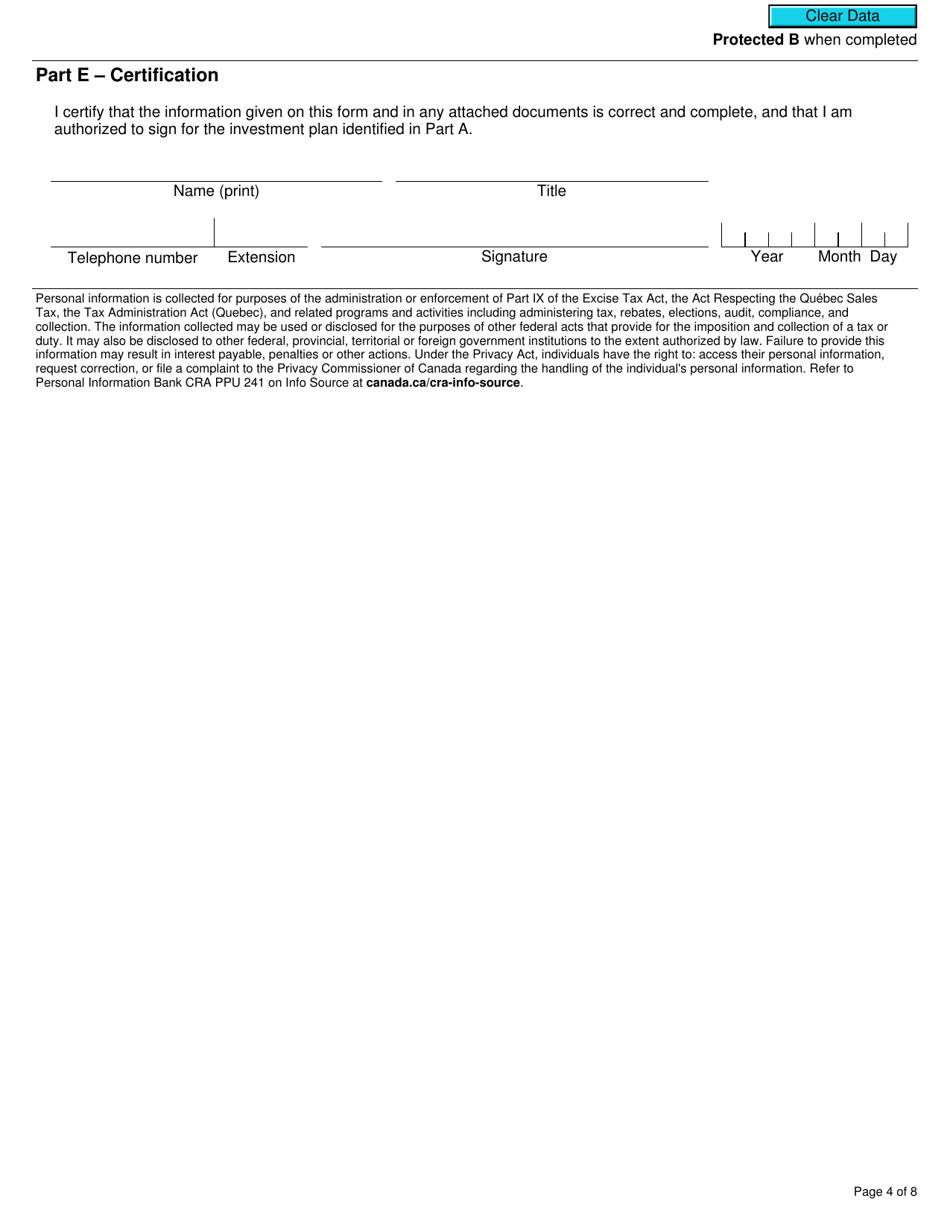 Form RC7212 Application to Not Be Considered a Selected Listed Financial Institution for Gst / Hst and Qst Purposes or Only for Qst Purposes - Canada, Page 4