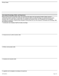 Form 1977E Application for Employment Occupational Health and Safety Inspector - Construction - Ontario, Canada, Page 4