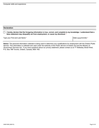 Form ON00139E Application for Employment Occupational Health and Safety Inspector - Health Care - Ontario, Canada, Page 6