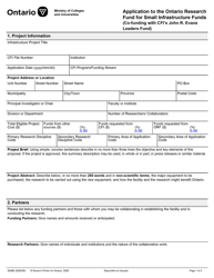 Document preview: Form 3049E Application to the Ontario Research Fund for Small Infrastructure Funds (Co-funding With Cfi's John R. Evans Leaders Fund) - Ontario, Canada