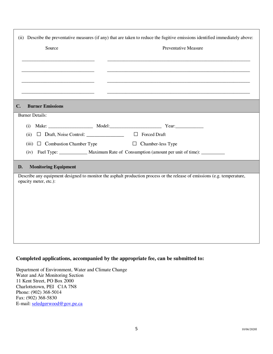 Application for a Permit to Operate an Asphalt Plant - Prince Edward Island, Canada, Page 5