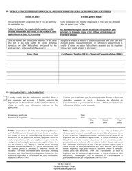 Application for Permit to Buy / Sell Ozone Depleting Substances and Other Halocarbons - New Brunswick, Canada (English/French), Page 2