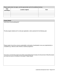 Go Nb Leadership Development Grant Application Form - New Brunswick, Canada, Page 2
