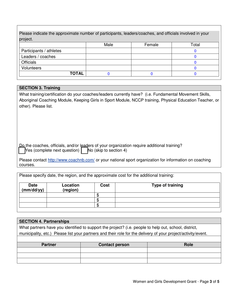 Go Nb Women and Girls Development Grant Application Form - New Brunswick, Canada, Page 3