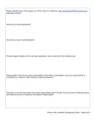 Go Nb Person With a Disability Development Grant Application Form - New Brunswick, Canada, Page 2