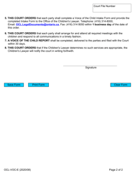Form OCL-VOC-E Voice of the Child Report - Endorsement - Ontario, Canada, Page 2
