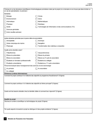 Forme F-NS09 Volet 2 Programme Novascience - Sutien Aux Nouveaux Projets Demande D&#039;aide Financiere - Quebec, Canada (French), Page 3