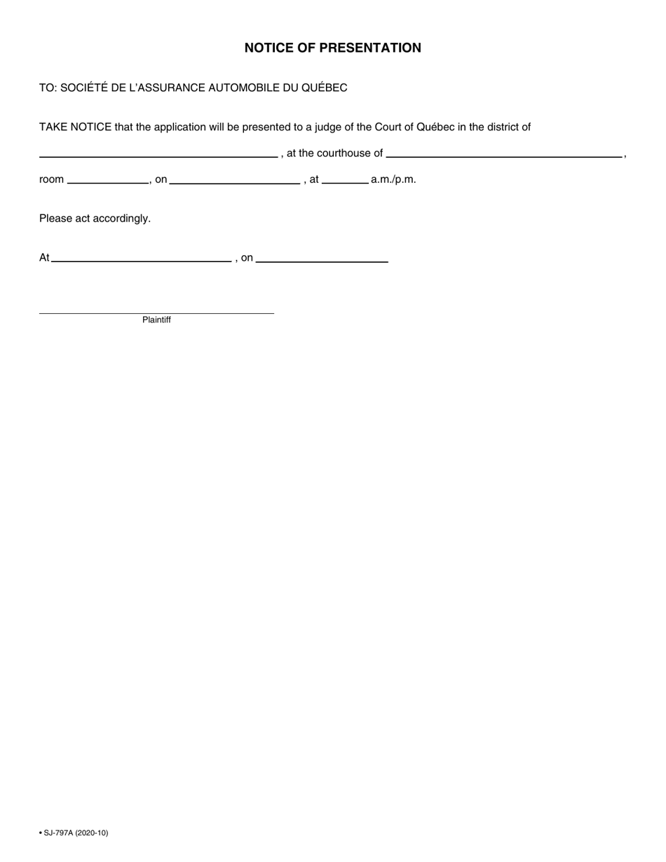 Form SJ-797A Application for Release From Seizure - Quebec, Canada, Page 5