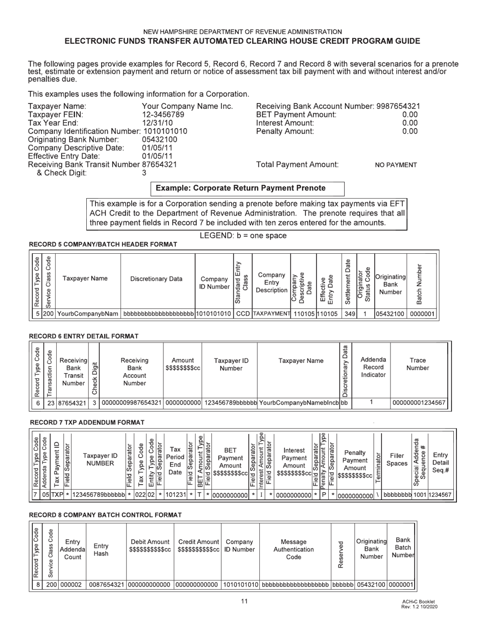 Form DP-175 Electronic Funds Transfer Automated Clearing House Credit Program Guide - New Hampshire, Page 11