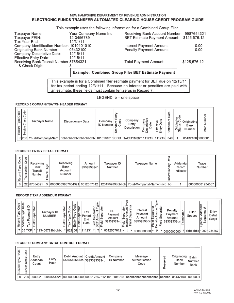 Form DP-175 Electronic Funds Transfer Automated Clearing House Credit Program Guide - New Hampshire, Page 12