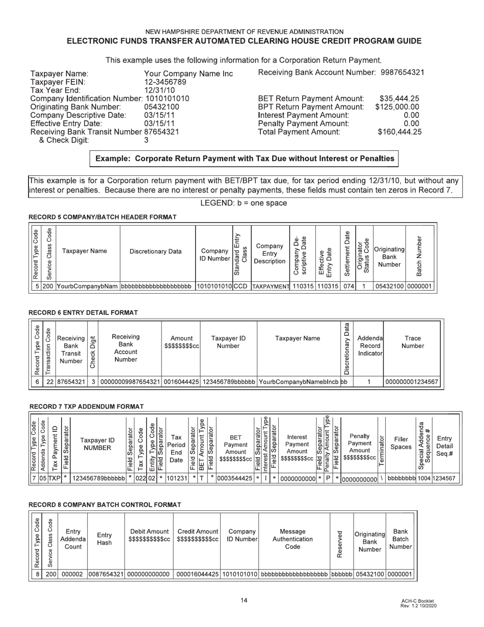 Form DP-175 Electronic Funds Transfer Automated Clearing House Credit Program Guide - New Hampshire, Page 14