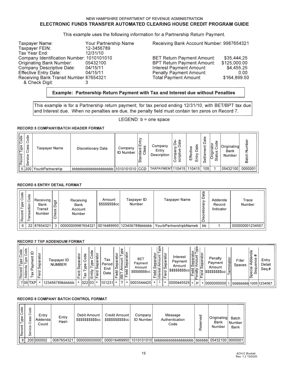 Form DP-175 Electronic Funds Transfer Automated Clearing House Credit Program Guide - New Hampshire, Page 15