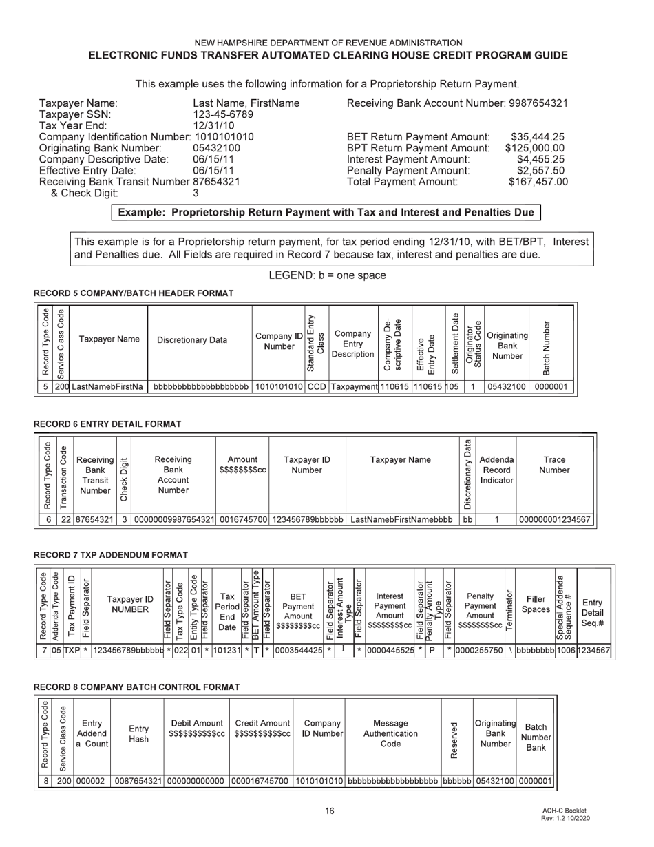 Form DP-175 Electronic Funds Transfer Automated Clearing House Credit Program Guide - New Hampshire, Page 16