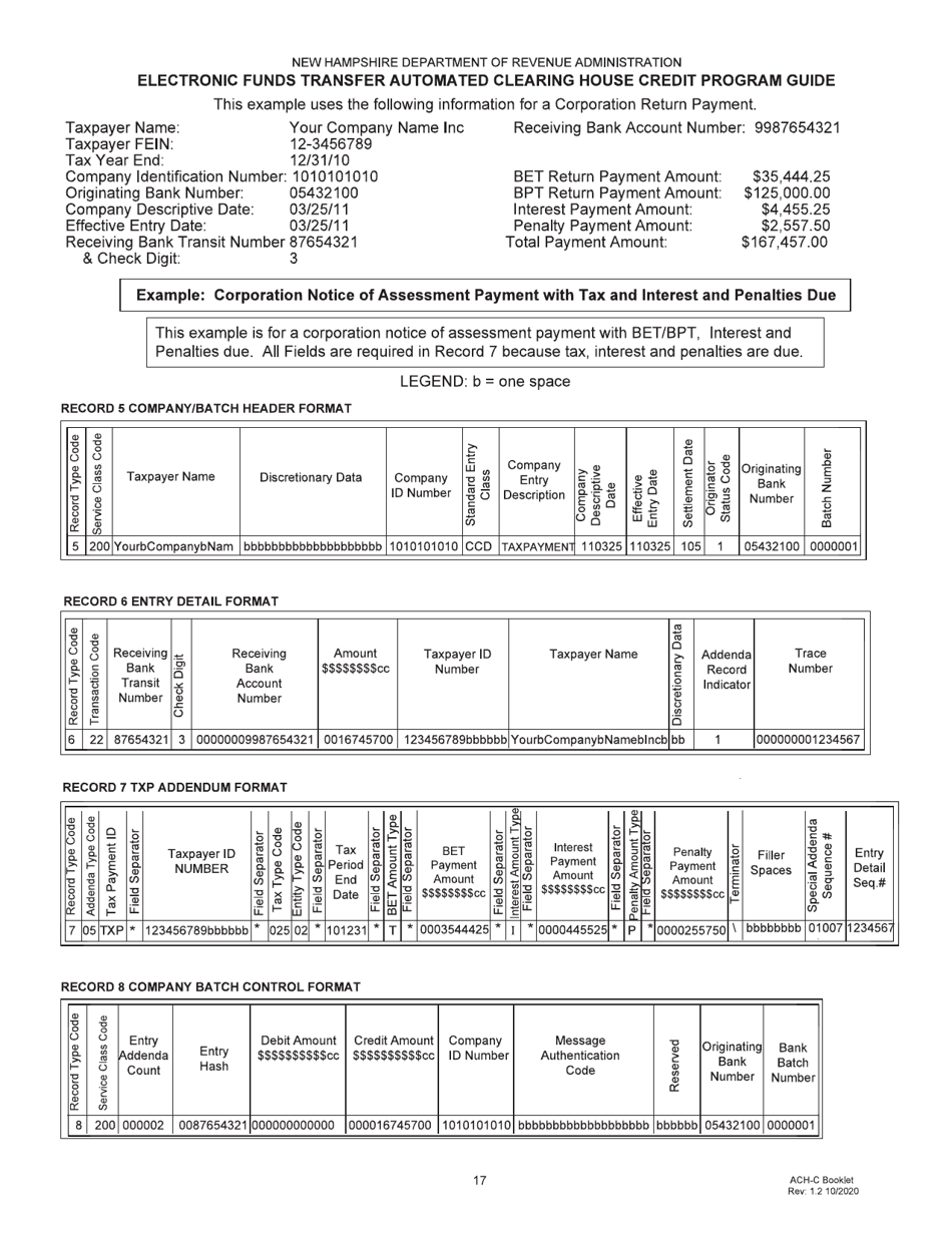 Form DP-175 Electronic Funds Transfer Automated Clearing House Credit Program Guide - New Hampshire, Page 17