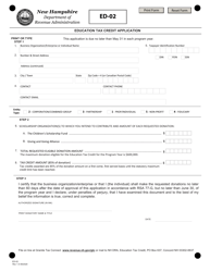 Form ED-02 &quot;Education Tax Credit Application&quot; - New Hampshire