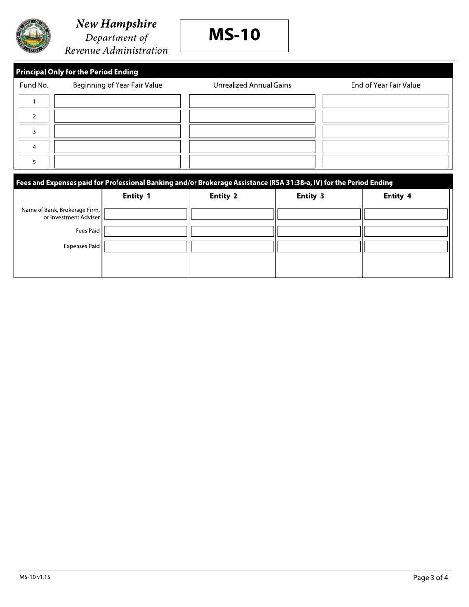 Form MS-10 Report of Common Trust Fund Investments - New Hampshire, Page 3