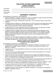 Form NHJB-2625-D &quot;Agreement to Mediate&quot; - New Hampshire