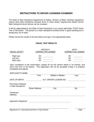Form DSMV125 Re-examination Instructions to New Hampshire Residents Temporarily out-Of-State - New Hampshire, Page 2