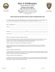 Document preview: Form DSFS108 Application for Certification as a Private Firefighting Unit - New Hampshire