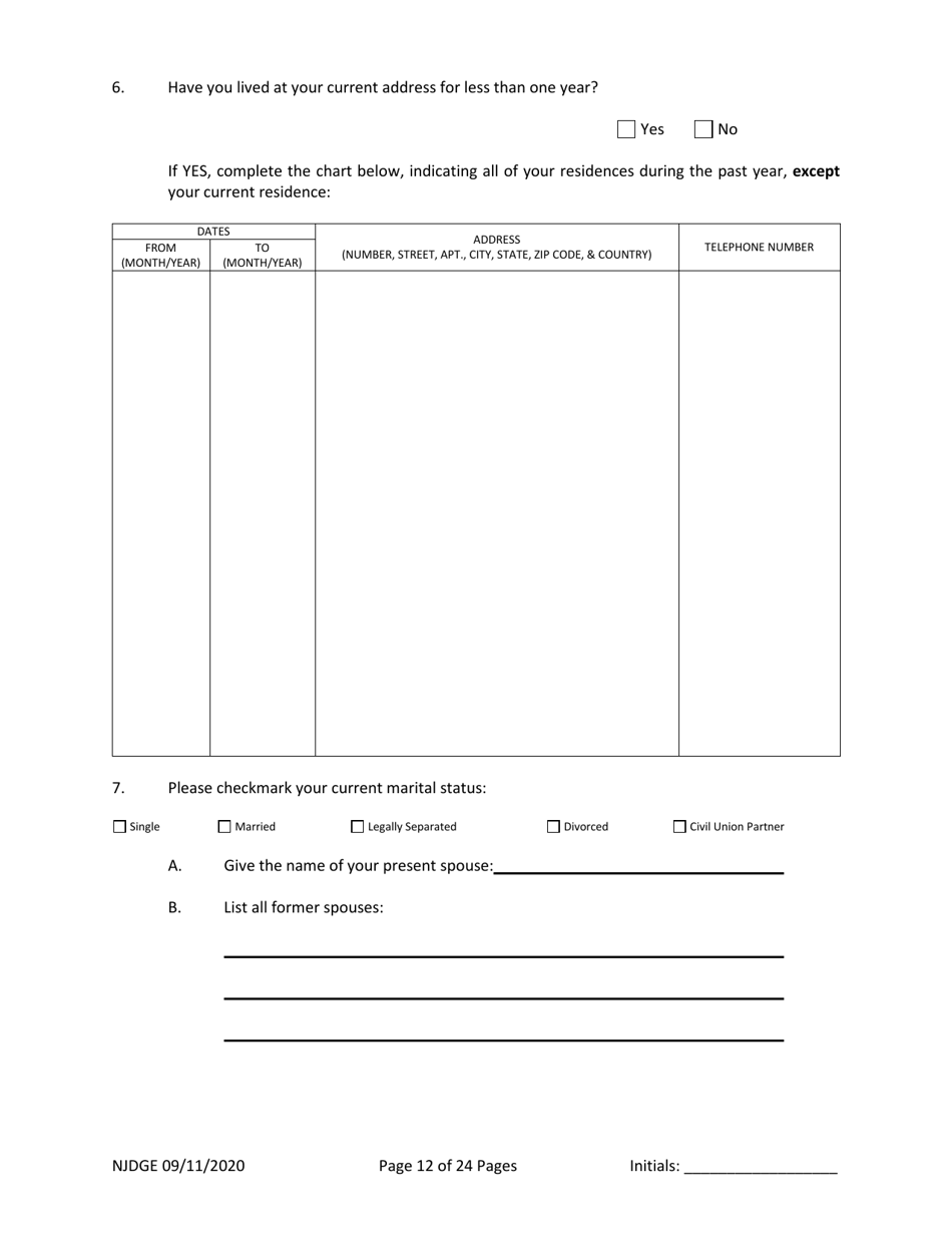 Form 1 (Personal History Disclosure Form 3) Casino Employee Registration - New Jersey, Page 13