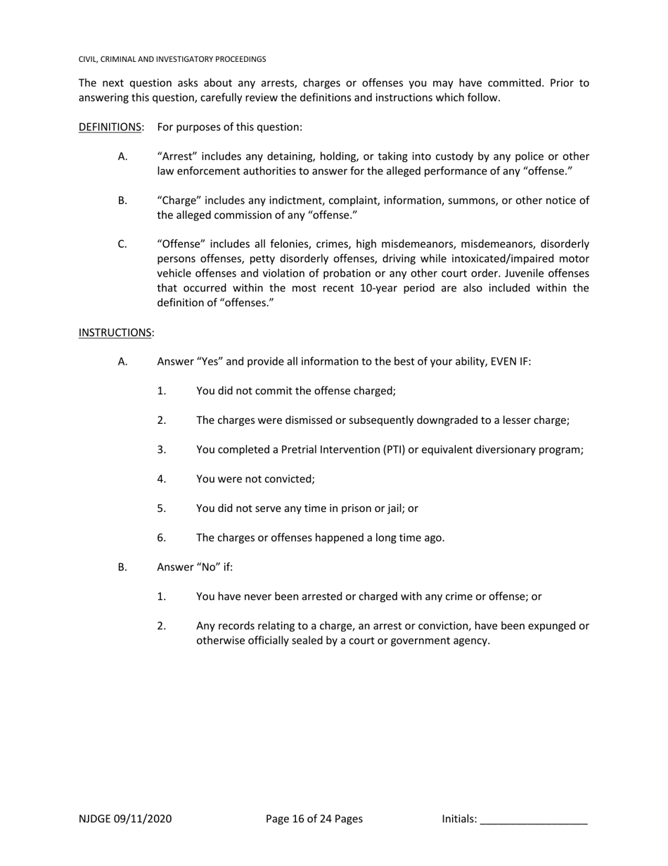 Form 1 (Personal History Disclosure Form 3) Casino Employee Registration - New Jersey, Page 17