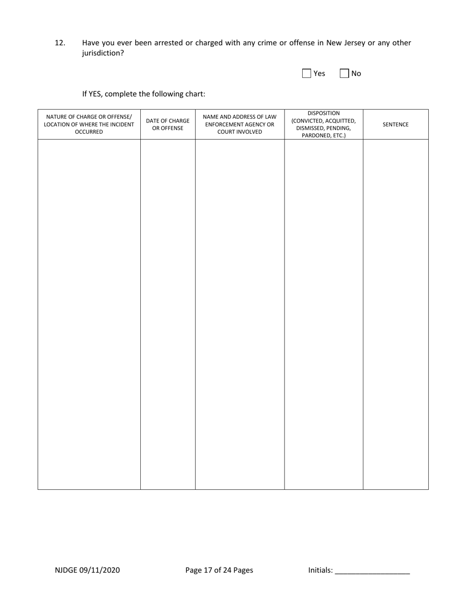 Form 1 (Personal History Disclosure Form 3) Casino Employee Registration - New Jersey, Page 18