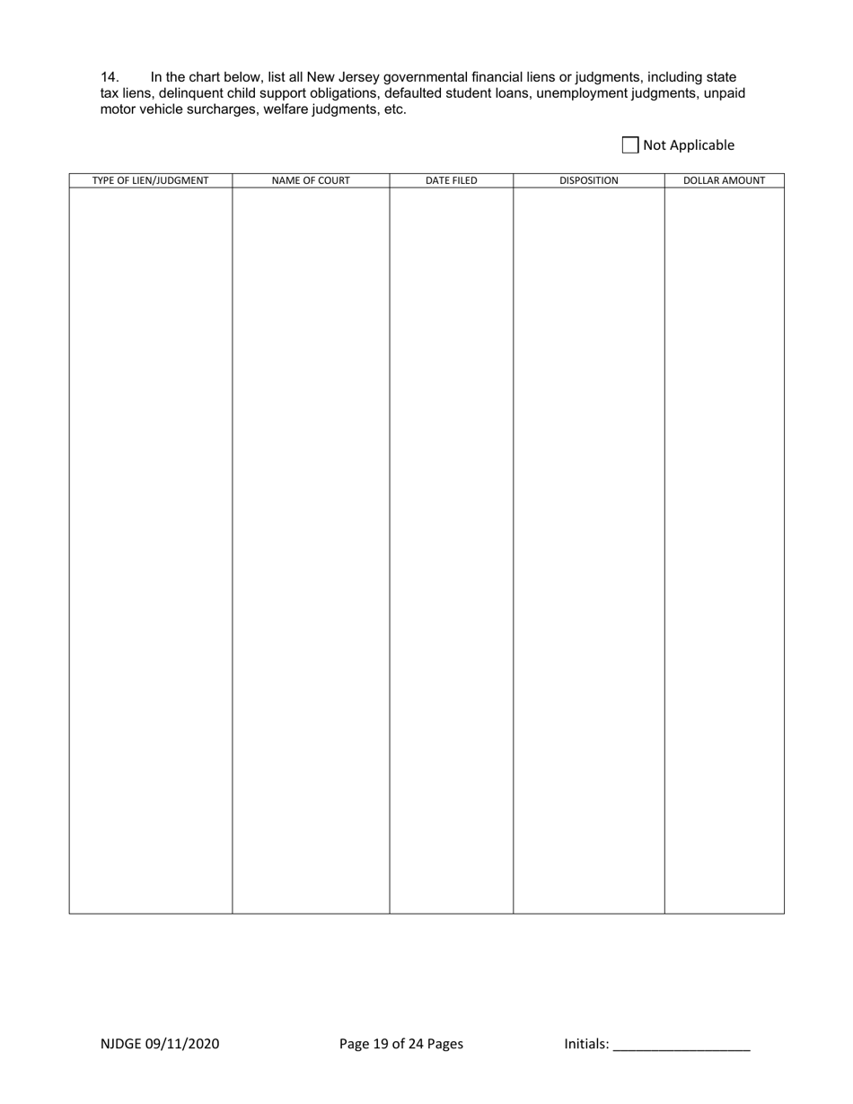 Form 1 (Personal History Disclosure Form 3) Casino Employee Registration - New Jersey, Page 20