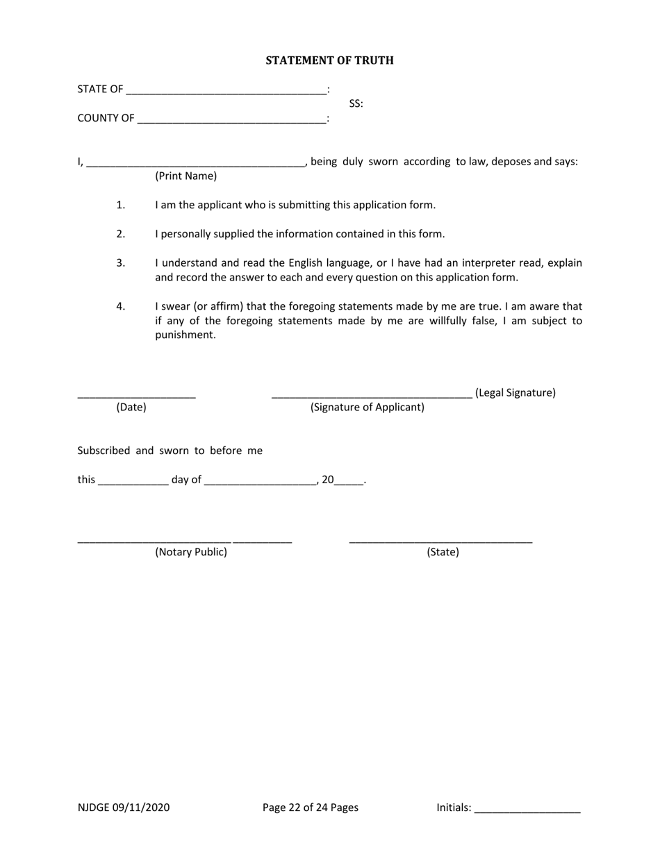 Form 1 (Personal History Disclosure Form 3) Casino Employee Registration - New Jersey, Page 23
