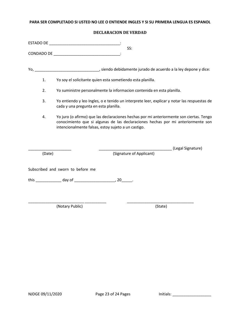 Form 1 (Personal History Disclosure Form 3) Casino Employee Registration - New Jersey, Page 24